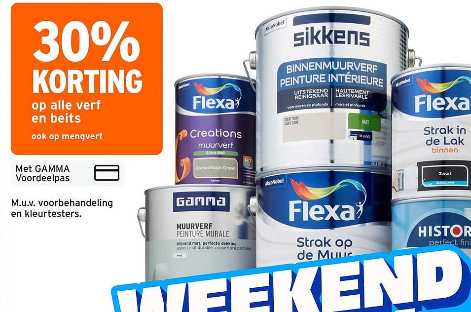 30% KORTING op alle verf en beits ook op mengverf