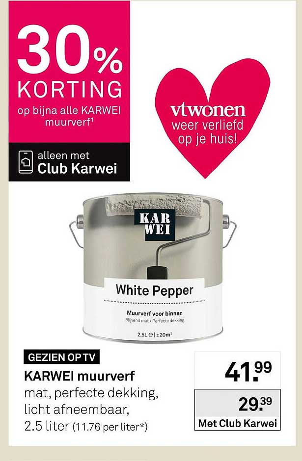 30% KORTING op bijna alle KARWEI muurverf¹