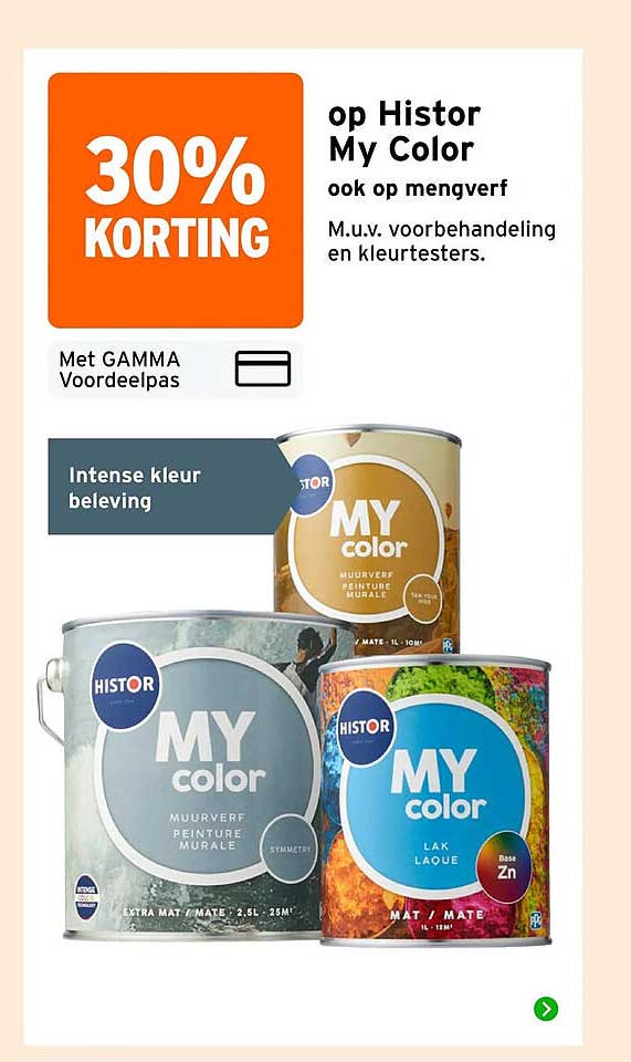 30% korting op Histor My Color ook op mengverf
