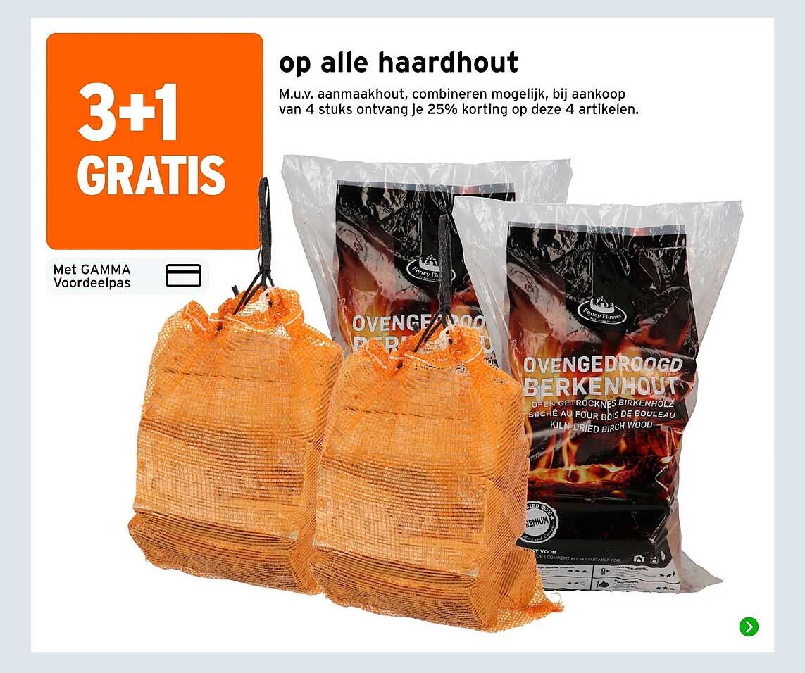 3+1 gratis op alle haardhout