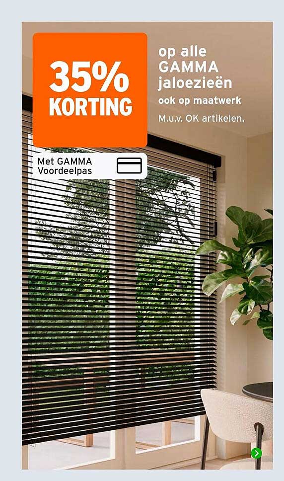 35% korting op alle GAMMA jaloezieën ook op maatwerk