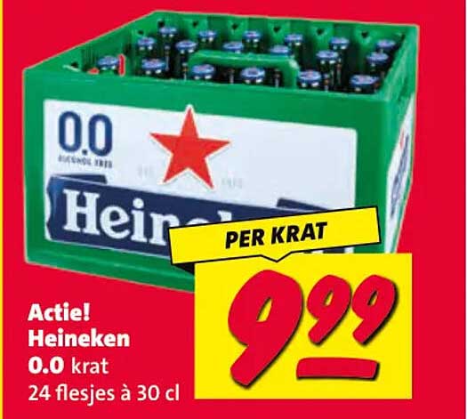 Actie! Heineken 0.0 krat 24 flesjes à 30 cl PER KRAT