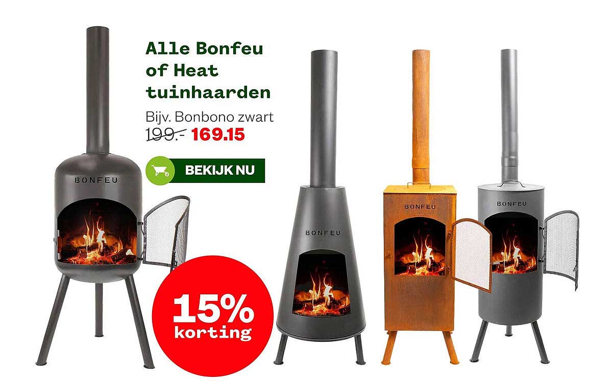 Alle BonFeu of Heat tuinhaarden Bijv. Bonbono zwart 15% korting