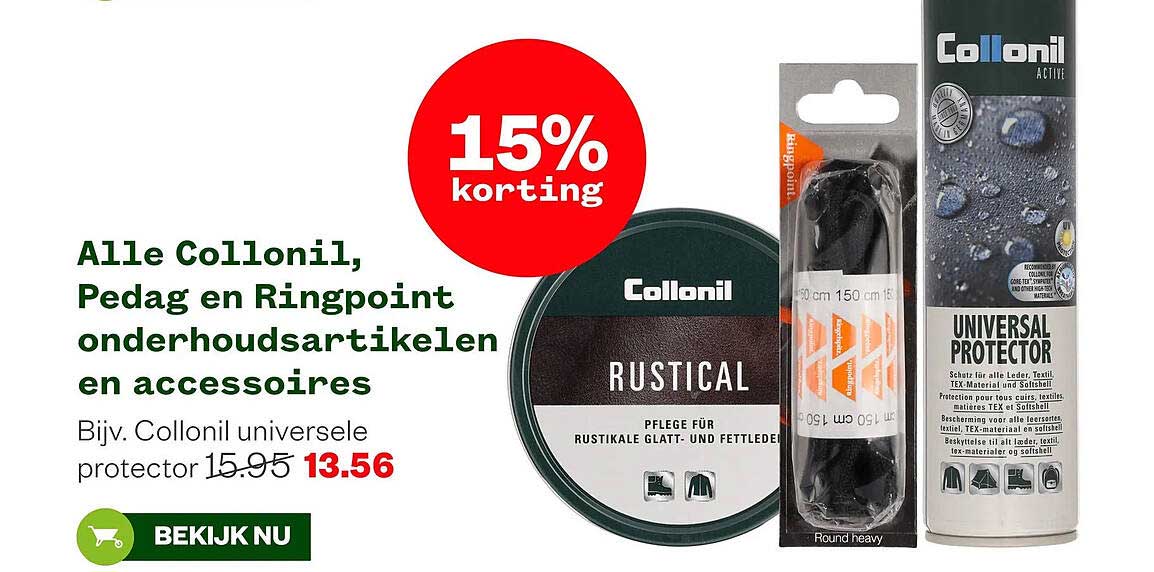 Alle Collonil, Pedag en Ringpoint onderhoudsartikelen en accessoires 15% korting
