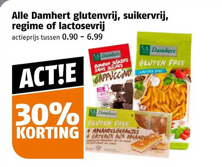 Alle Damhert glutenvrij, suikervrij, regime of lactosevrij 30% korting