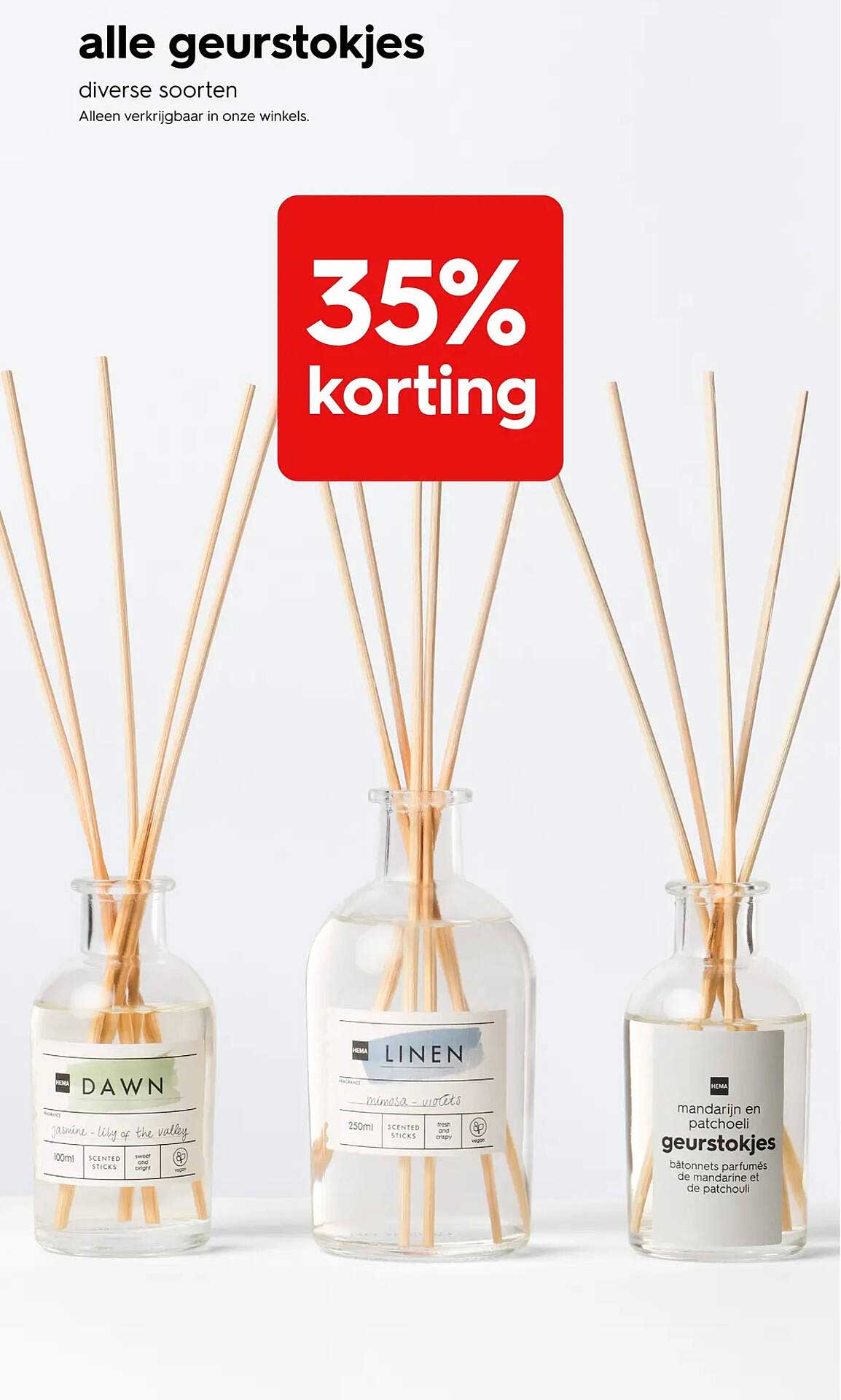 alle geurstokjes diverse soorten 35% korting