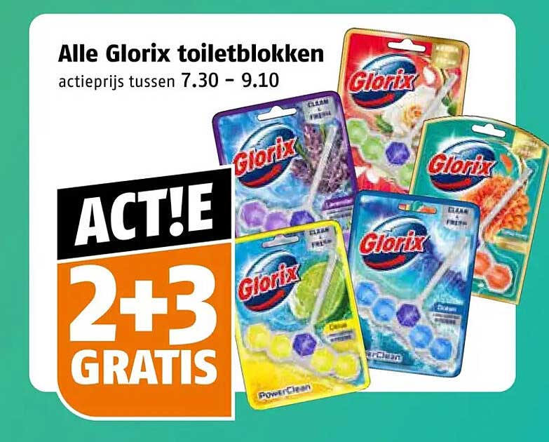Alle Glorix toiletblokken 2+3 GRATIS
