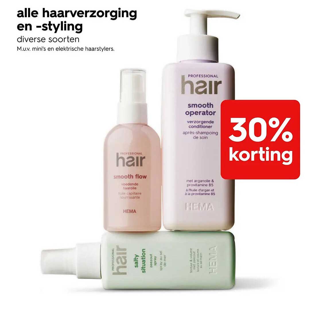 alle haarverzorging en -styling diverse soorten 30% korting