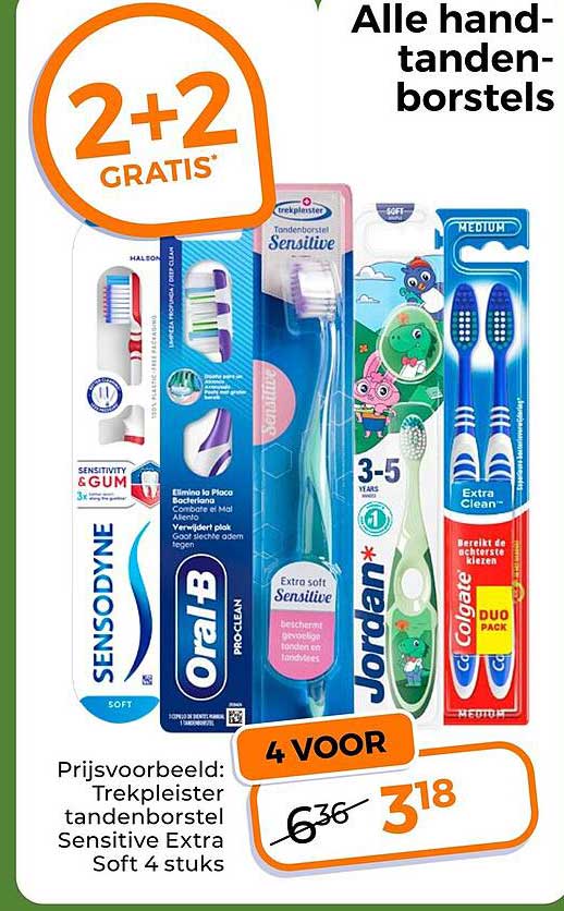 Alle hand-tanden-borstels 2+2 GRATIS