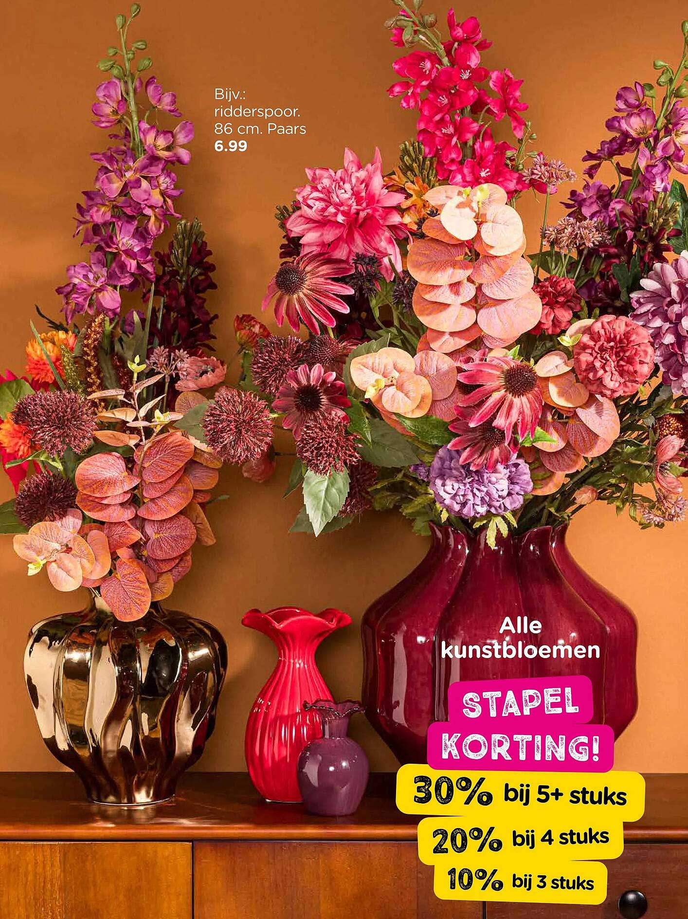 Alle kunstbloemen STAPEL KORTING! 30% bij 5+ stuks 20% bij 4 stuks 10% bij 3 stuks