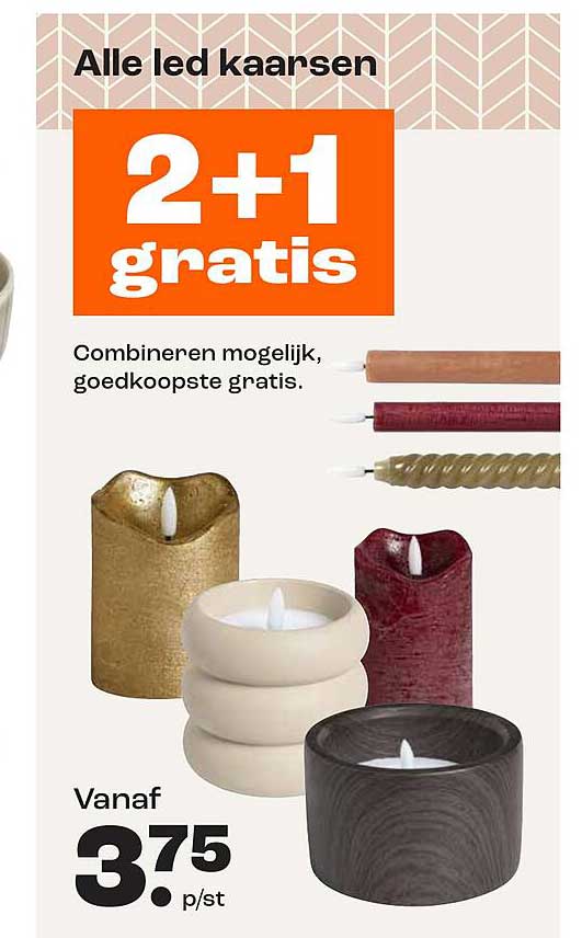 Alle led kaarsen 2+1 gratis
