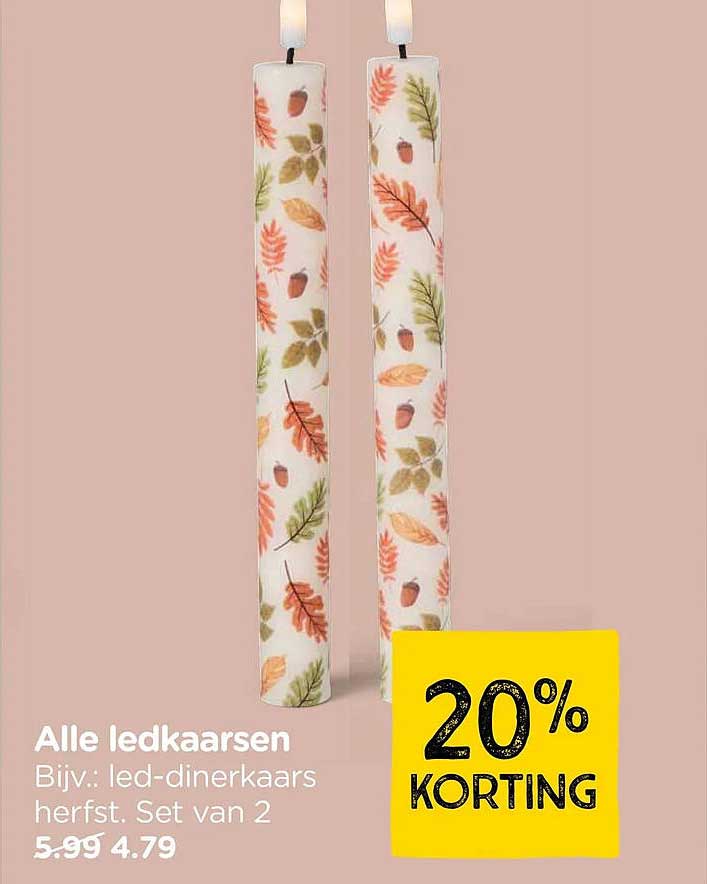 Alle ledkaarsen Bijv.: led-dinerkaars herfst. Set van 2 20% KORTING