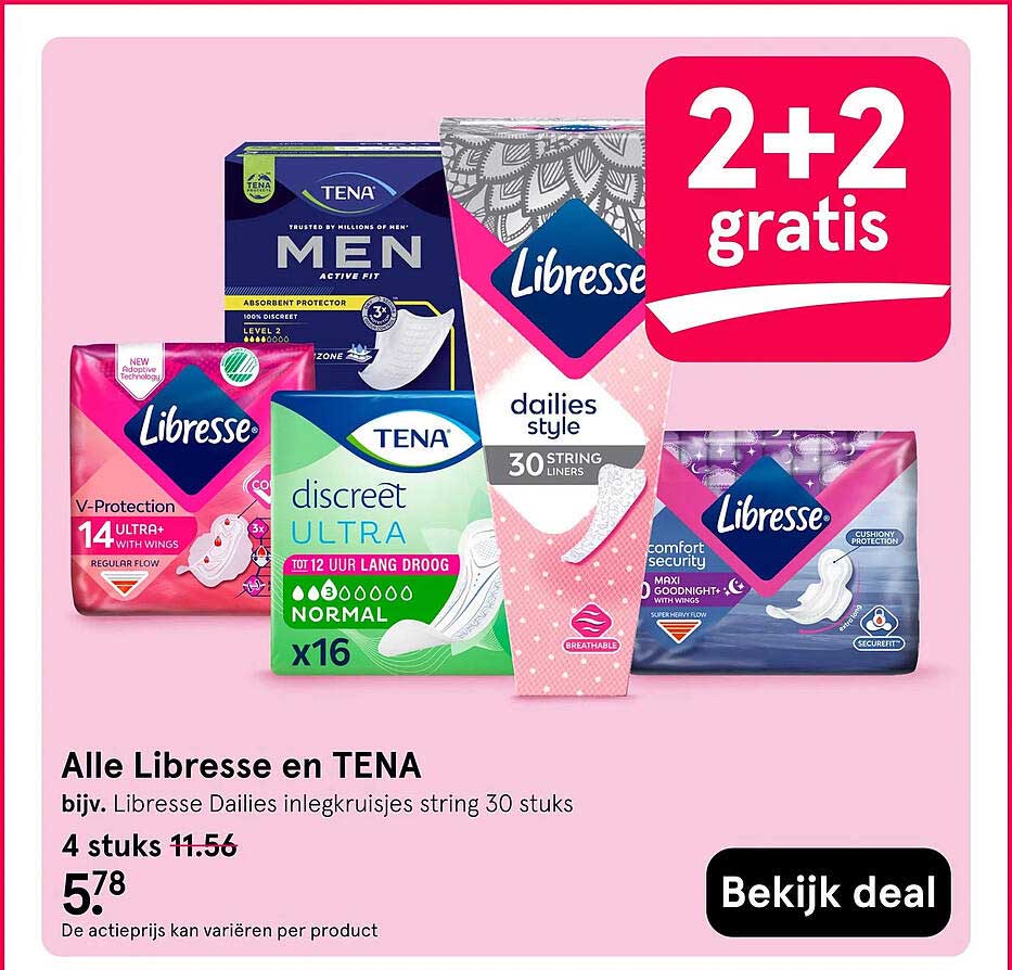 Alle Libresse en TENA 2+2 gratis