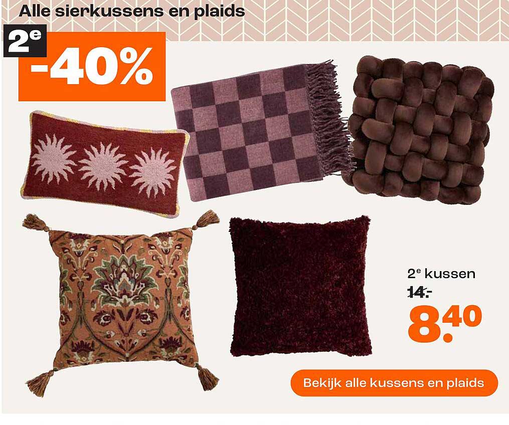 Alle sierkussens en plaids 2e -40%