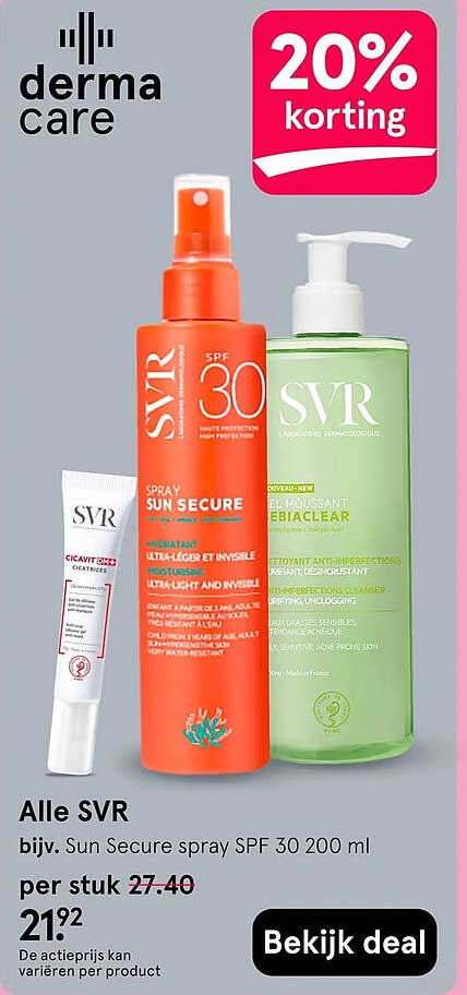 Alle SVR, bijv. Sun Secure spray SPF 30 200 ml