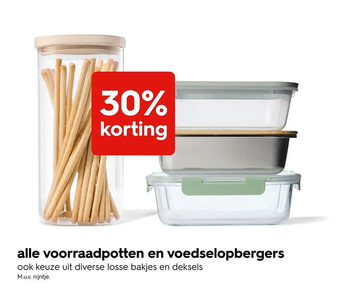 alle voorraadpotten en voedselopbergers