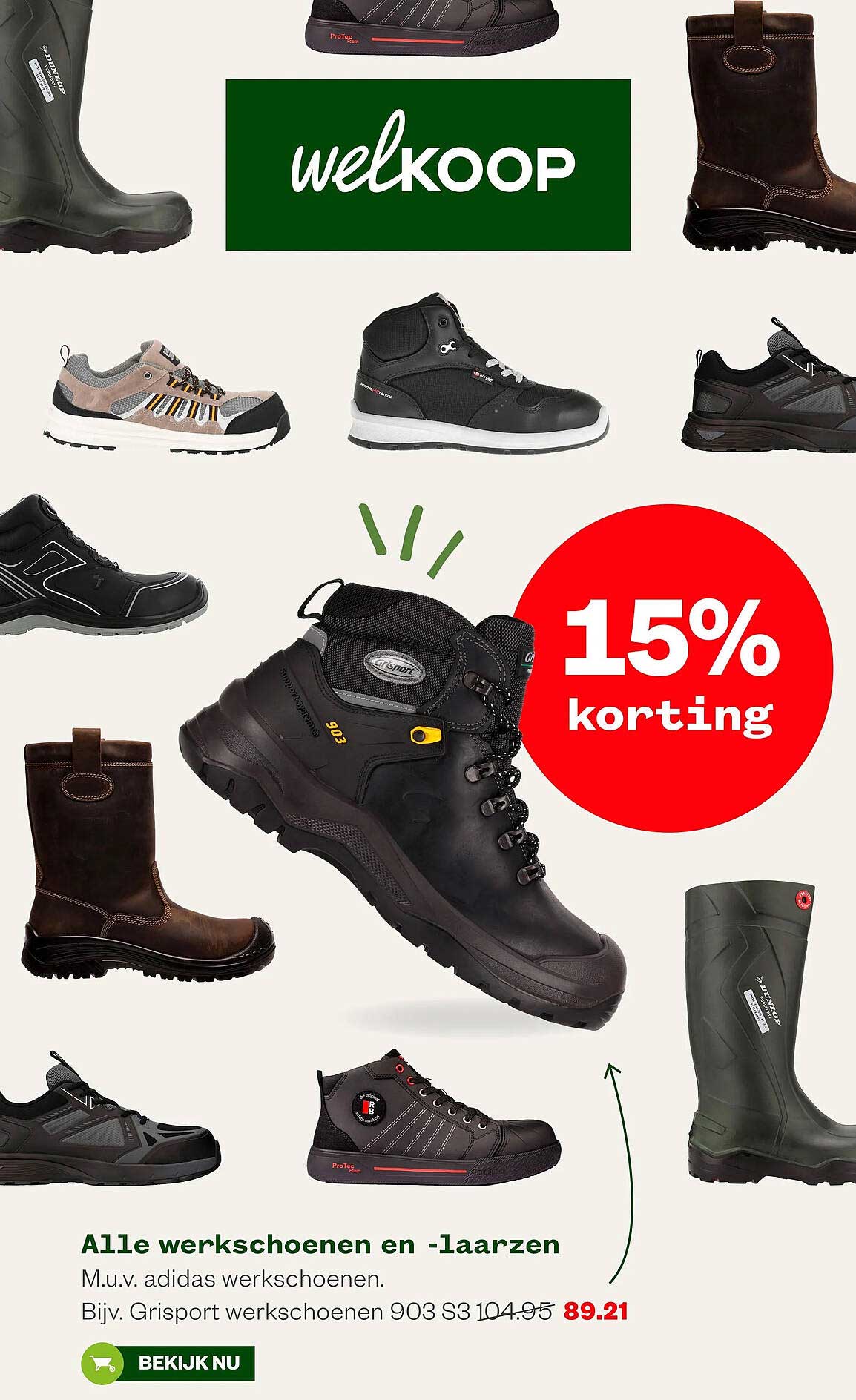 Alle werkschoenen en -laarzen 15% korting