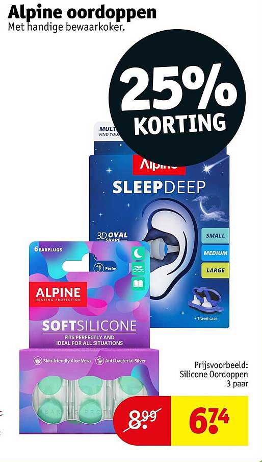 Alpine oordoppen 25% korting