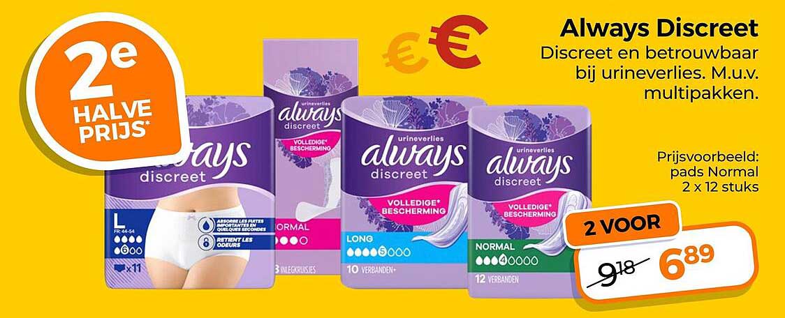 Always Discreet 2e halve prijs