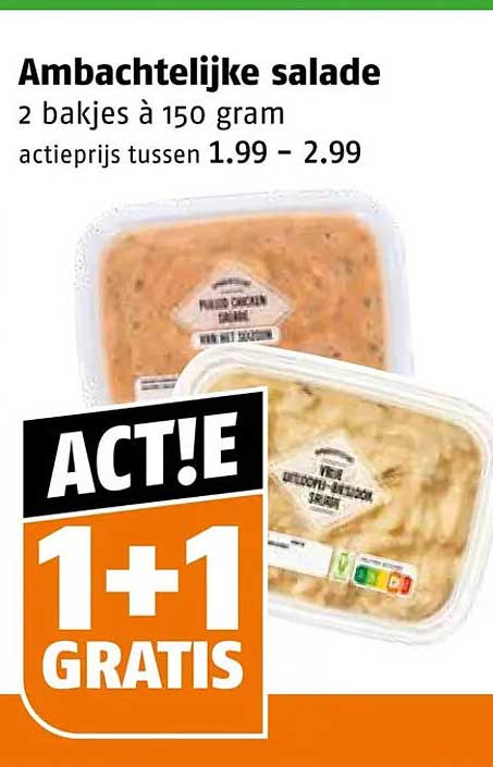 Ambachtelijke salade 2 bakjes à 150 gram 1+1 GRATIS
