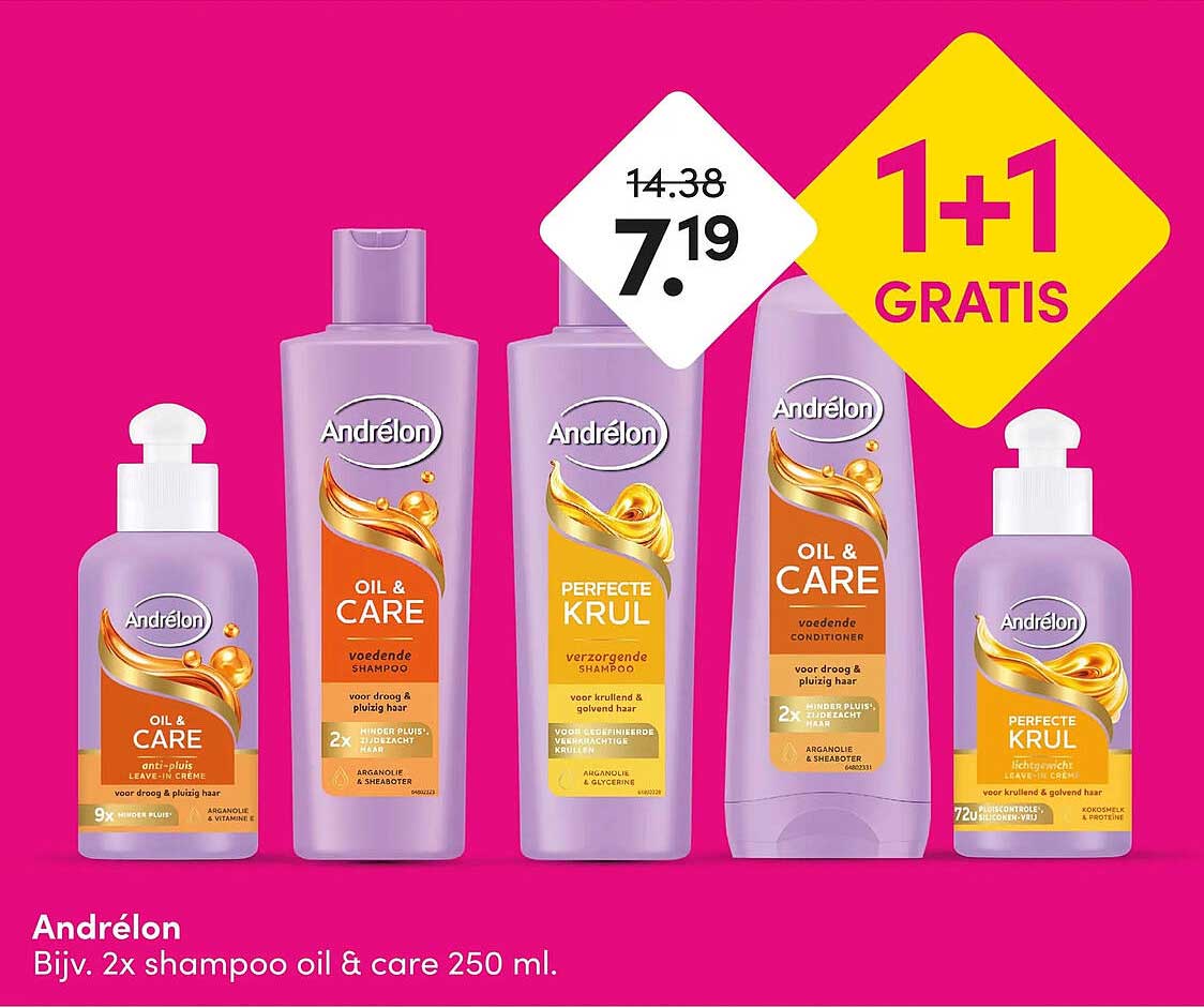 Andrélon Bijv. 2x shampoo oil & care 250 ml. 1+1 GRATIS