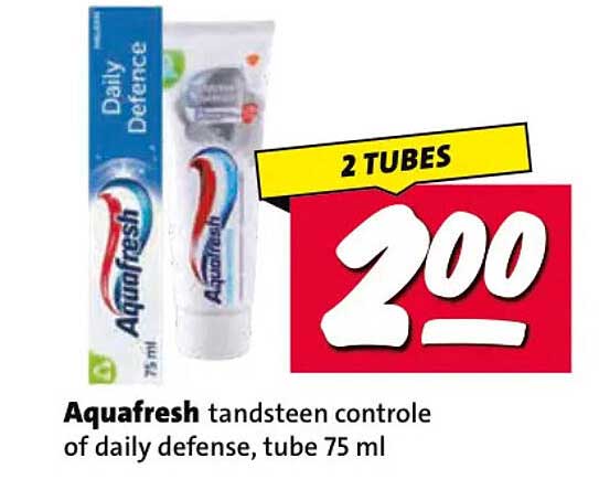 Aquafresh tandsteen controle of daily defense, tube 75 ml 2 TUBES