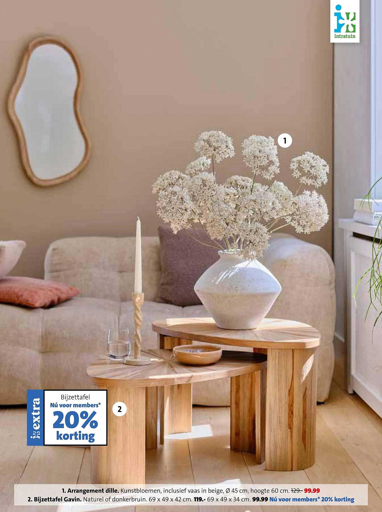 Arrangement dille. Kunstbloemen, inclusief vaas in beige, Ø 45 cm, hoogte 60 cm