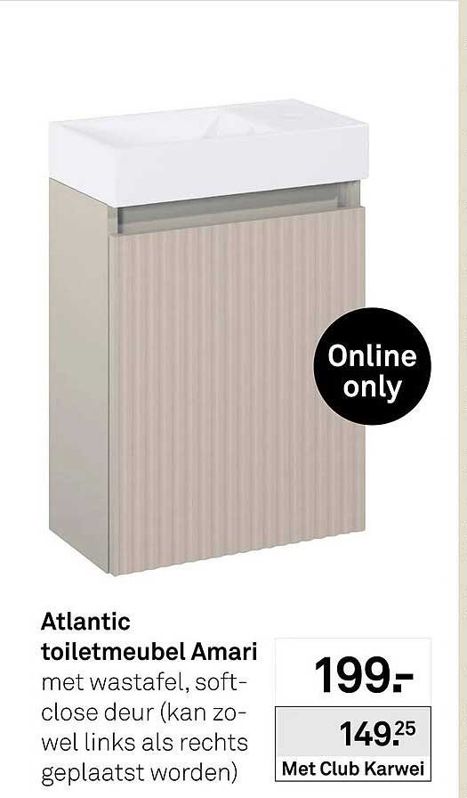 Atlantic toiletmeubel Amari met wastafel, soft-close deur (kan zowel links als rechts geplaatst worden)