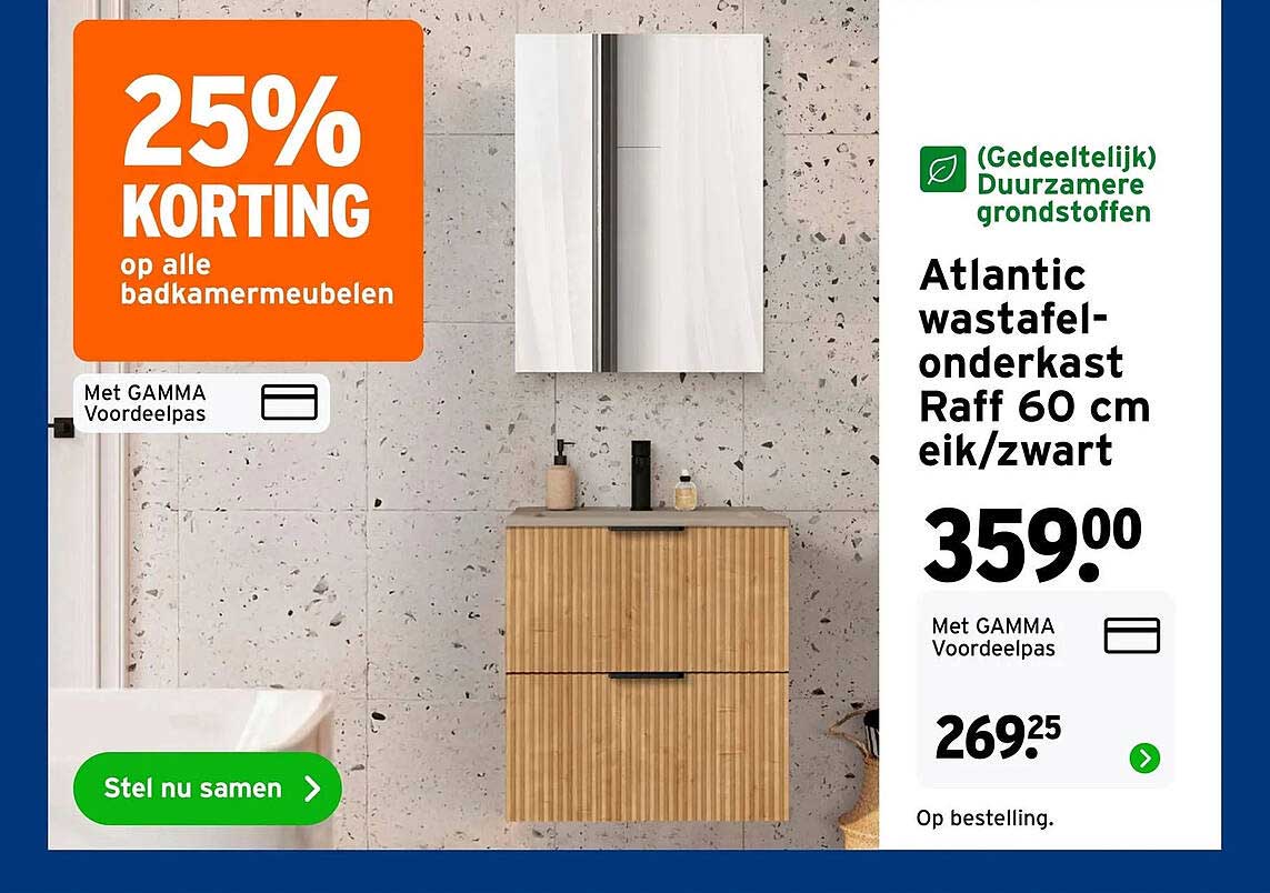 Atlantic wastafel-onderkast Raff 60 cm eik/zwart