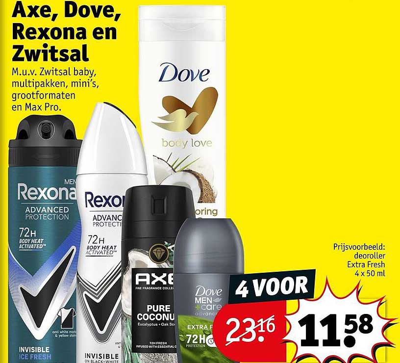 Axe, Dove, Rexona en Zwitsal 4 voor