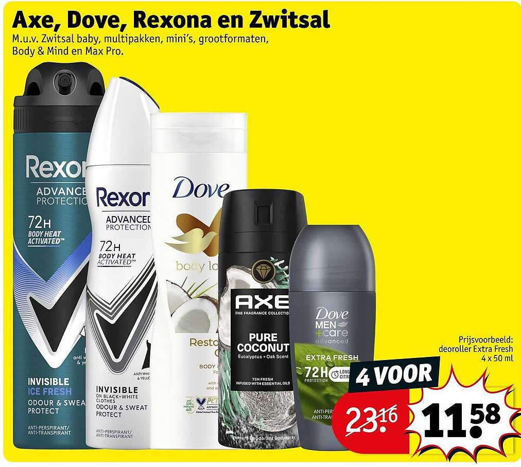 Axe, Dove, Rexona en Zwitsal 4 VOOR