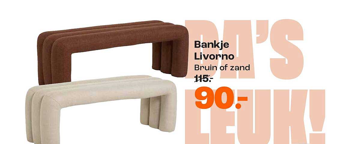 Bankje Livorno Bruin of zand