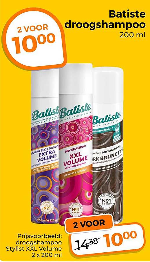 Batiste droogshampoo 200 ml 2 VOOR 1000