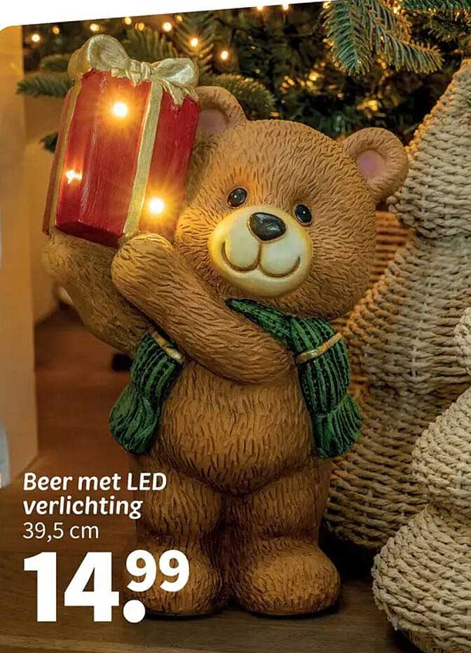 Beer met LED verlichting 39,5 cm