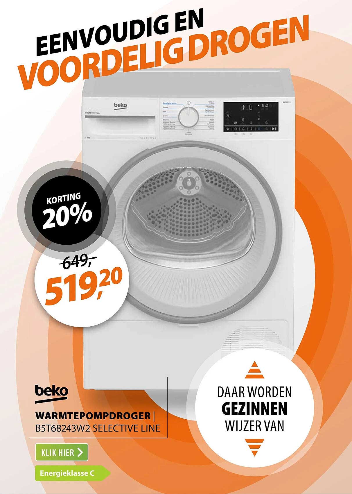 beko WARMTEPOMPDROGER | B5T68243W2 SELECTIVE LINE