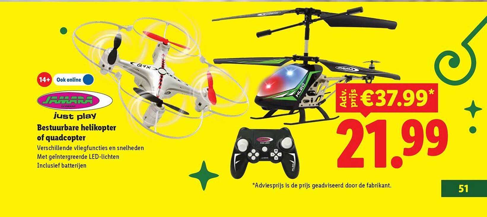 Bestuurbare helikopter of quadcopter