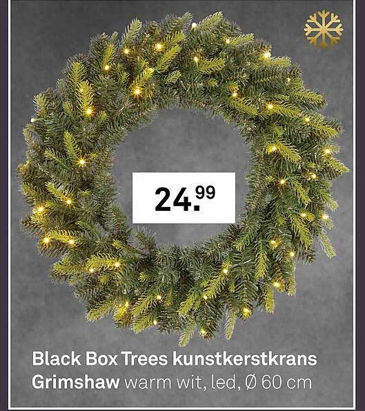 Black Box Trees kunstkerstkrans Grimshaw warm wit, led, Ø 60 cm