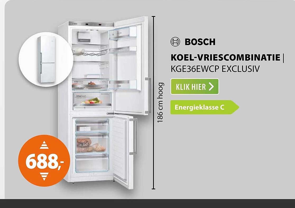 BOSCH KOEL-VRIESCOMBINATIE | KGE36EWCP EXCLUSIV