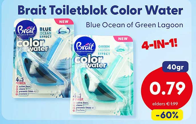 Brait Toiletblok Color Water Blue Ocean of Green Lagoon 4-IN-1!