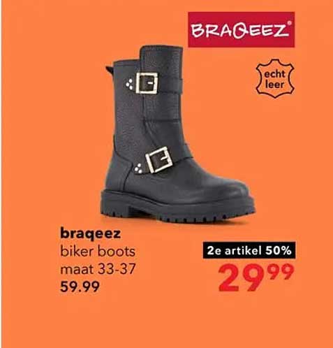 braqeez biker boots maat 33-37 2e artikel 50%