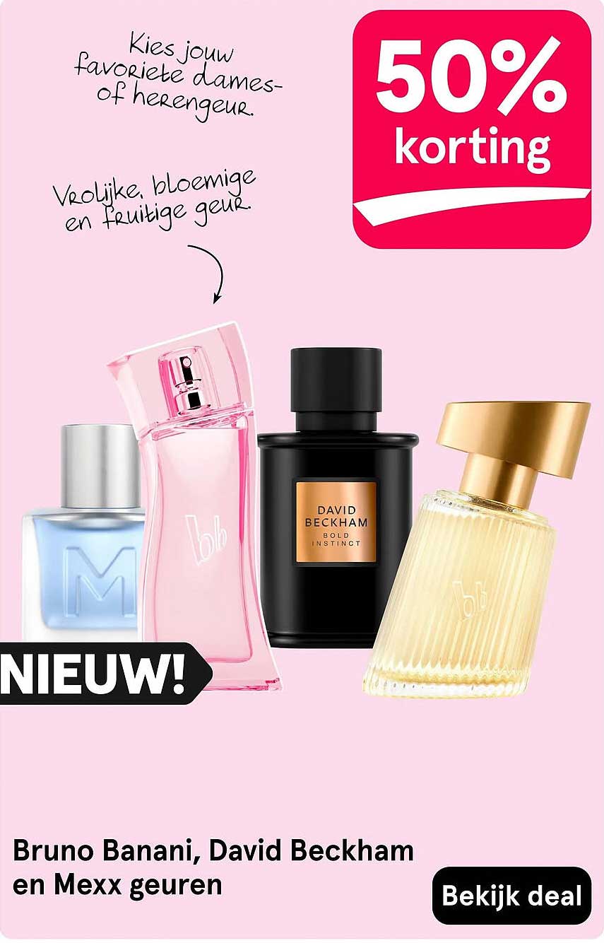 Bruno Banani, David Beckham en Mexx geuren 50% korting