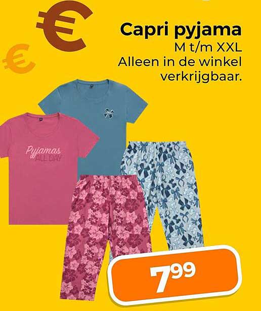 Capri pyjama M t/m XXL Alleen in de winkel verkrijgbaar.