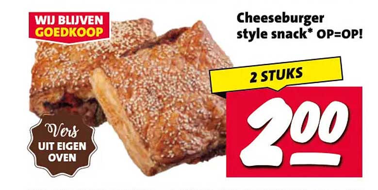 Cheeseburger style snack* OP=OP! 2 STUKS