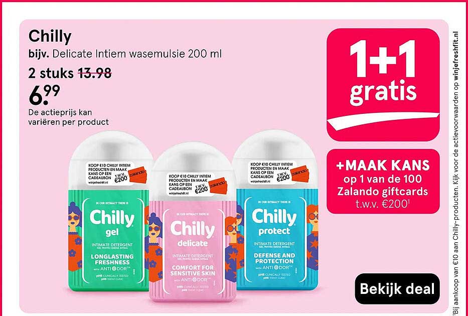 Chilly bijv. Delicate Intiem wasemulsie 200 ml 1+1 gratis