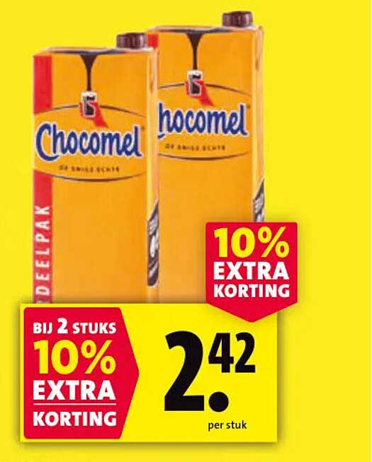 Chocomel 2 liter pak bij 2 stuks 10% extra korting