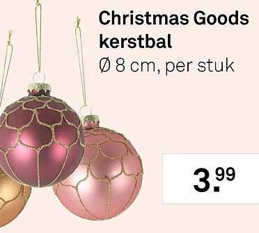Christmas Goods kerstbal Ø 8 cm, per stuk