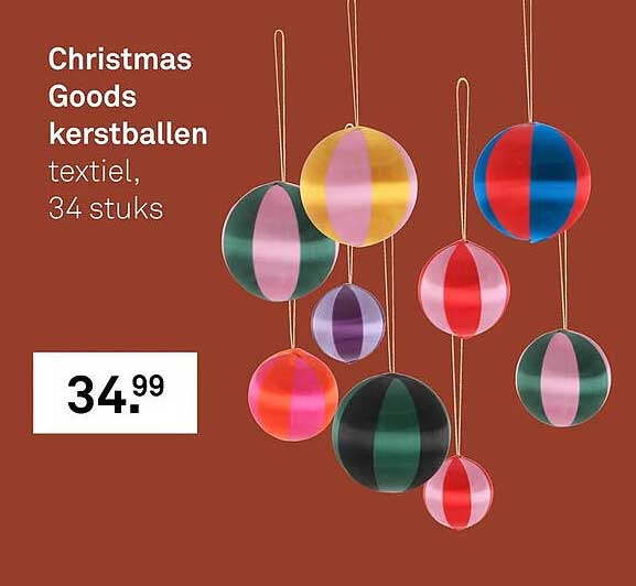 Christmas Goods kerstballen textiel, 34 stuks