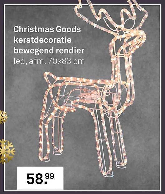 Christmas Goods kerstdecoratie bewegend rendier led, afm. 70x83 cm
