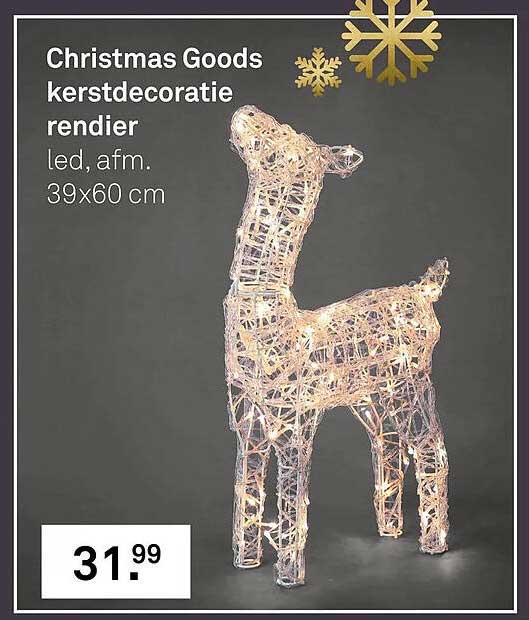 Christmas Goods kerstdecoratie rendier led, afm. 39x60 cm