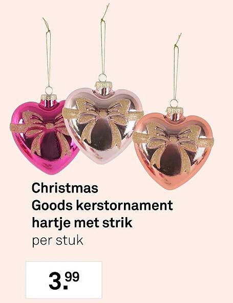 Christmas Goods kerstornament hartje met strik